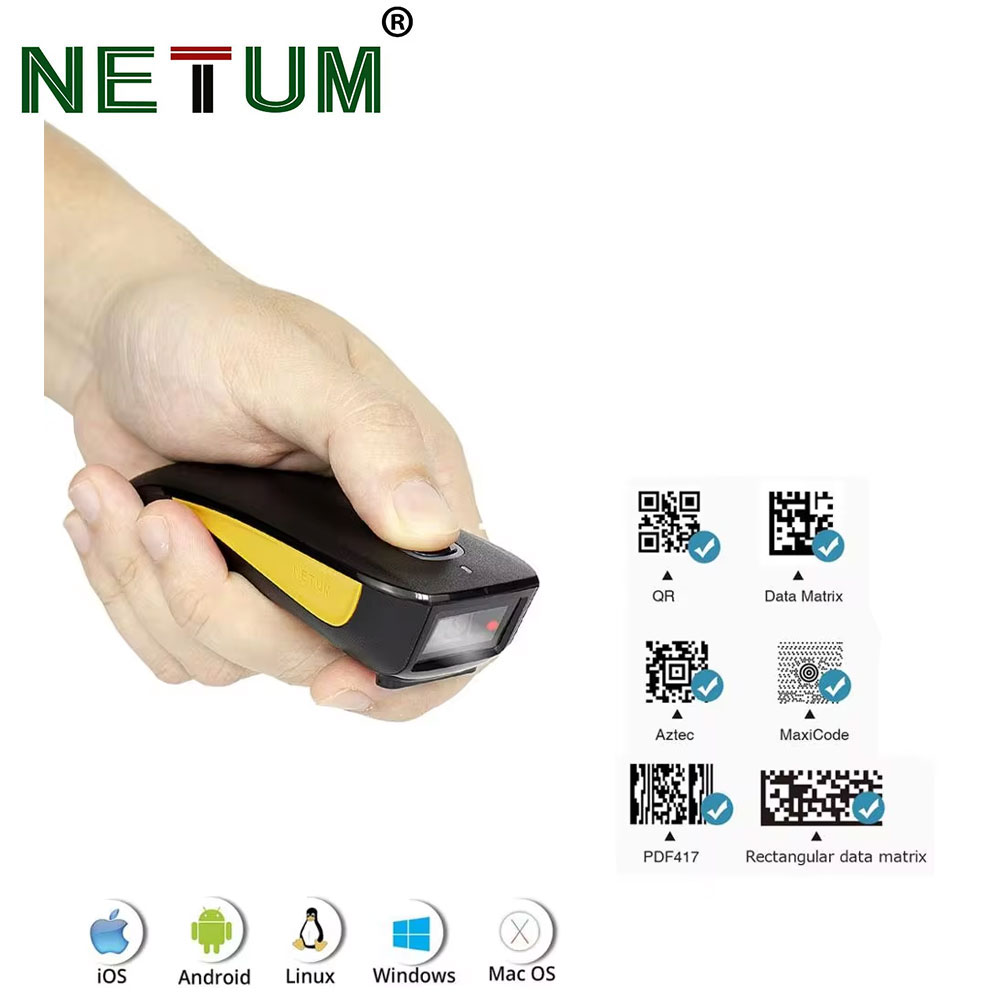 Industrial Laser Beam - NETUM C750 Bluetooth 2D-Barcode-Scanner, 3-in-1 kleiner
