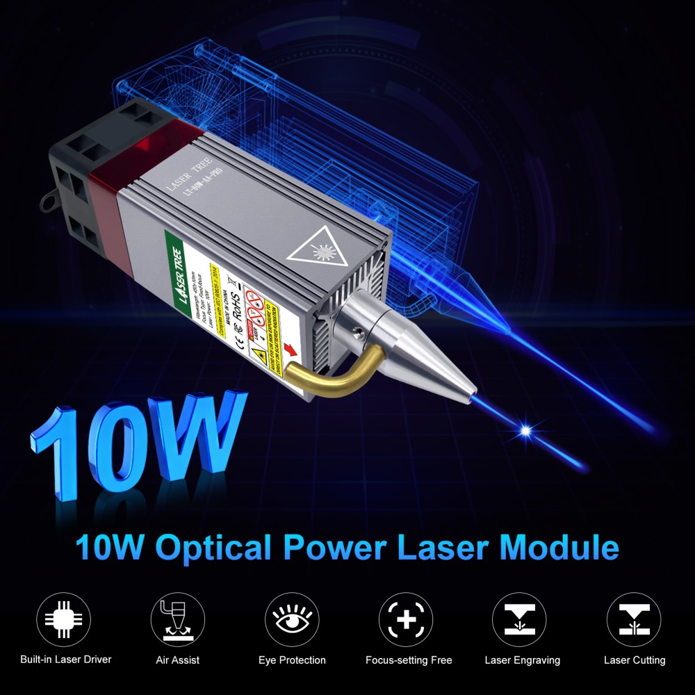 Diode Laser Module - 20 W 455 nm blaues Diodenlasermodul-Kit