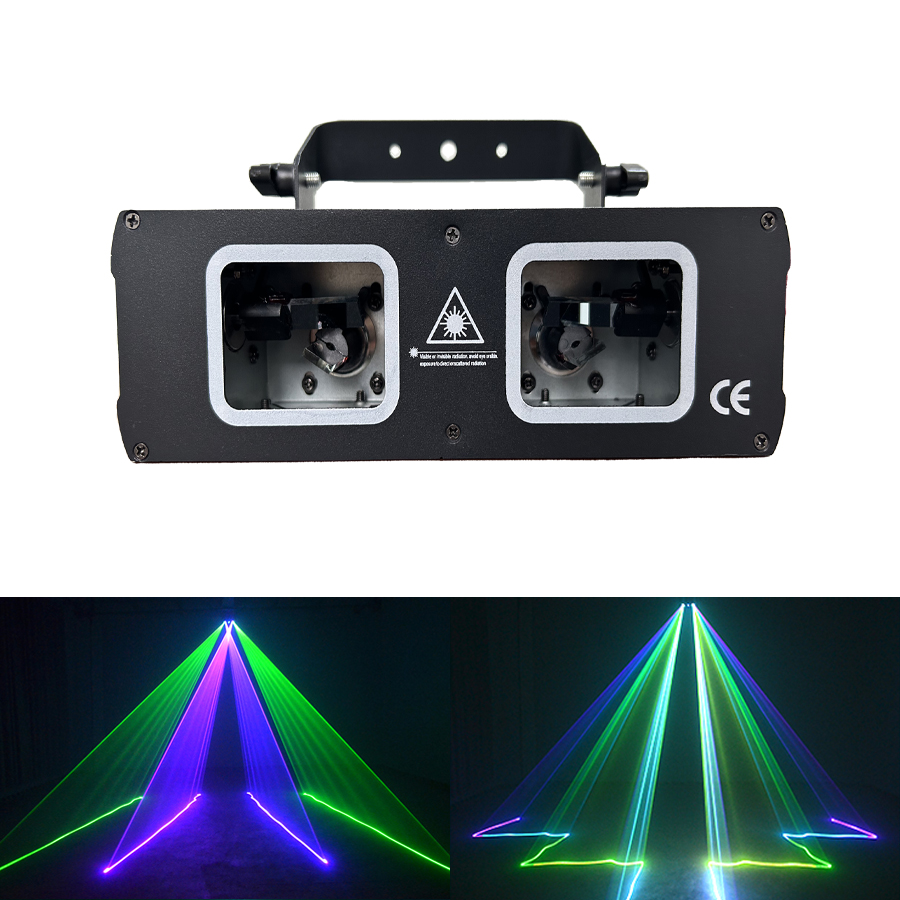 Industrial Laser Beam - Disco-Laserlicht mit Doppellinse RGB-Strahl-Linien-Scanner Projektor Laserlampe